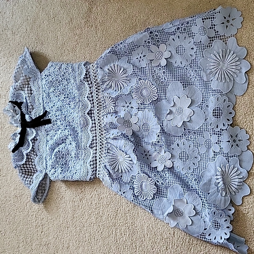 SELF PORTRAIT Blue 3D Lace Mini Dress